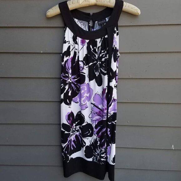 Enfocus Floral Purple/Black/White Dress - Stretchy  Size 8 - Picture 3 of 7
